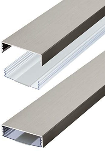 Flacher Design Kabelkanal Edelstahl gebürstet aus Aluminium selbstklebend 50 mm x 15 mm Alunovo Kabelschacht Leitungskanal (Länge: 80cm)