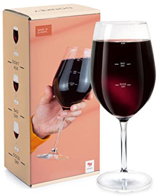 Donkey Products - Glass of Moods | Lustiges XL Weinglas mit aufgedrucktem Stimmungsbarometer - Good Day Bad Day Don't Ask - 560ml