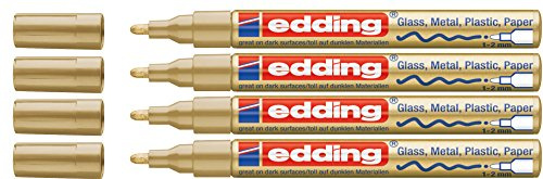 Edding 751, pennarello con punta media (confezione da 4, oro)