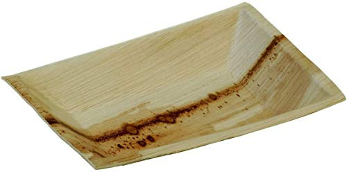 Adiserve 1 X 25 Assiettes Palmier Rectangles Design biodegradables, 12x17cm