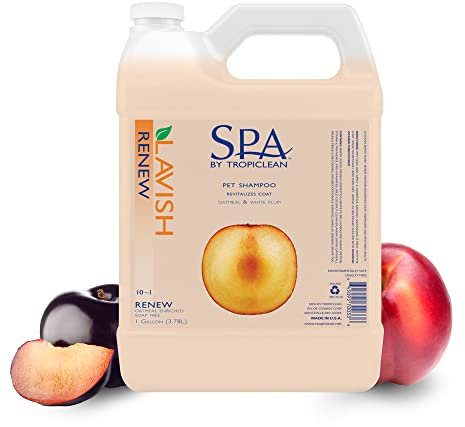 Tropiclean SPA by TropiClean Renew Shampoo for Pets - Restores Skin, Revitalises Coat I For Dogs & Cats I Environmentally Safe, Cruelty Free - Oatmeal & White Plum, 3.78 L