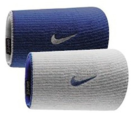 Nike Dri-Fit Home & Away Doublewide Wristbands (1 Pair, One Size Fits Most, Varsity Royal/White)