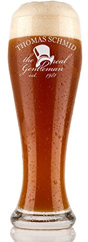 polar-effekt Verre à bière de blé 0.5l avec gravure idée cadeau personnalisé en verre de blé - motif Vrai Véritable Gentleman bouteille