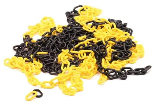 Perel Chaîne de balisage, pour la délimitation des zones dangereuses ou interdites d'accès, utilisation intérieure et extérieure, plastique, noir/jaune, 10 m, 6 mm