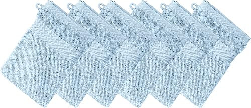 Erwin Müller Waschhandschuh Friedrichshafen 6er- Pack, 100% Baumwolle bleu Größe 15x21 cm - Premium-Qualität, unvergleichlich saugfähig, hautsympathisch, formstabil (weitere Farben)