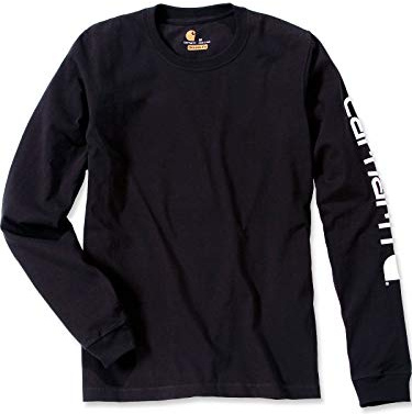 Carhartt, Herren, Lockeres, schweres, langärmliges T-Shirt mit Logo-Grafik auf dem Ärmel, Schwarz, L