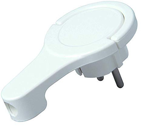Kopp Schutzkontakt-Winkelstecker 250 V (16 A) mit Klappgriff & Kabel-Knickschutz I Schutzkontakt-Stecker für Strom-Kabel bis 3X 1,5 mm² I Flach-Stecker IP20 für Innenbereich I Arktis-Weiß – 172002037