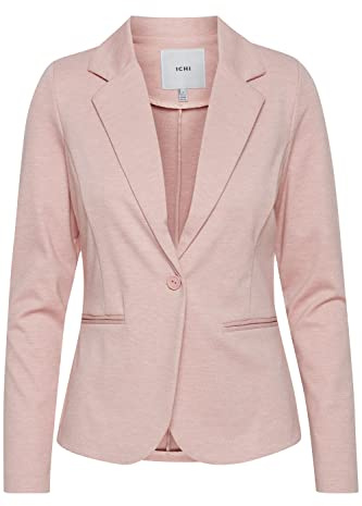 ICHI IHKATE BL Blazer Chaqueta Corta para Mujer, con un botón, con elástico y Cuello de Solapa, Rose Smoke Melange (12524), M
