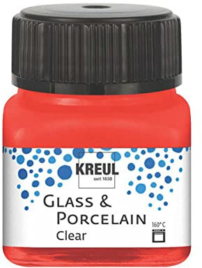 KREUL 16205 - Glass & Porcelain Clear kirschrot, im 20 ml Glas, transparente Glas- und Porzellanmalfarbe auf Wasserbasis, schnelltrocknend, glasklar