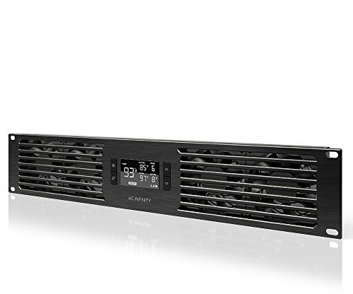 AC Infinity CLOUDPLATE T7-N, Rack Mount Fan Panel 2U, Intake Airflow, for cooling AV, Home Theater, Network 480mm Racks, 19-Inch