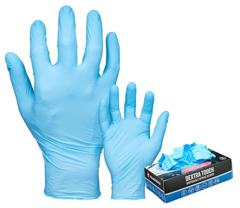 Blackrock Nitrile Disposable Gloves - Powder Free, Latex Free, Multipurpose Non-Sterile Rubber Gloves for Industrial Use, Food Grade each box contains 100 blue - Size Large