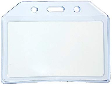 CKB LTD 20 x hållbar klar mjuk plast horisontellt ID-kort bricka hållare fickpåsar – dubbelsidig transparent landskap plånbok ärmar för snodd infällbar rulle klämma och nyckelring 9,5 x 7,3 cm