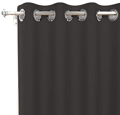 Soleil d'ocre Cortina Lisa con Ojales Antiarrugas Alix, Negro, 140 x 180 cm