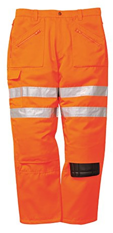 Portwest RT47 Bana Action-byxa Reflekterande Hållbar Maskintvättbar Järnväg | Orange, S, EN ISO 20471 Klass 2, Normal Passform, 13 Fickor, Slitstarkt Polyester/Bomullstyg, Elastisk Rygg, Knäskyddsfickor