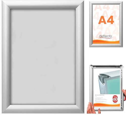 Deflecto Wand-Prospekthalter mit Klapprahmen & vorgebohrten Befestigungslöchern, Hoch- oder Querformat, 240 x 327 x 12 mm, A4, Plakat-Rahmen, Poster