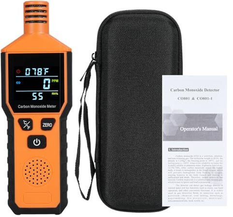 Detector de monóxido de Carbono portátil Alarma CO 3in1 CO Tester con Monitor de Humedad de Temperatura para el hogar Uso de la casa con la batería