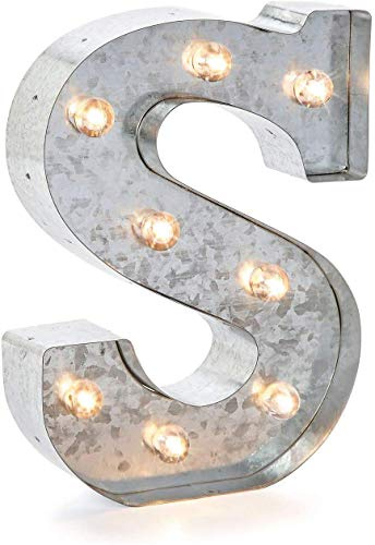 Darice 5915-719 Silver Metal Marquee Letter – S-9.87” Tall, Galvanized Finish