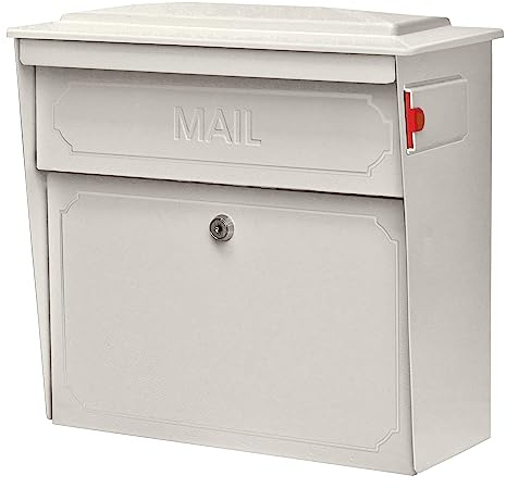 Mail Boss 7173 Security Wall Mount, Cream White Townhouse Locking Mailbox 15.8 16.1 7-1/2 in H, 14/16 Ga Steel, 15 in. H x 15.75 in. W x 7.125 in. D