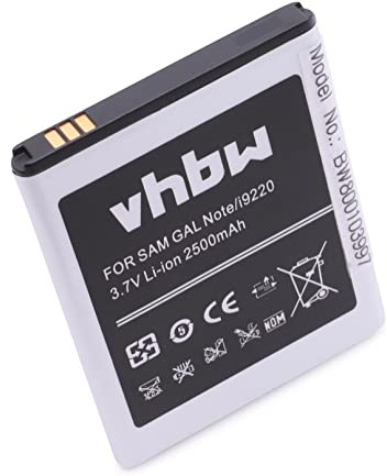 vhbw batteri kompatibel med Samsung Galaxy Note SCH-I889, GT-N7005, GT-N7000, GT-I9228, GT-I9220 mobiltelefon smartphone telefon (2 500 mAh, 3,7 V, Li-Ion)