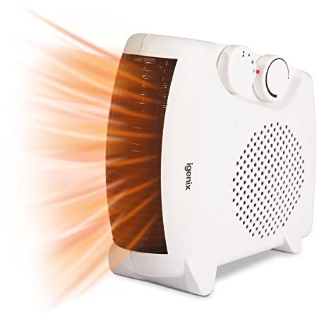 Igenix Portable 2kW Electric Low Energy Fan Heater, Features 2 Heat Settings And Cool Air Setting, With Automatic Shut Off When Its Gets Too Hot, Adjustable Thermostat, White