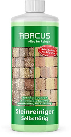ABACUS® Steinreiniger, selbsttätiger Algenentferner & Flechtenentferner für Stein & Pflaster, 40% Wirkstoff, gegen Flechten & Algen auf Pflastersteinen & Steinplatten – Steinreiniger 1000 ml (2630)