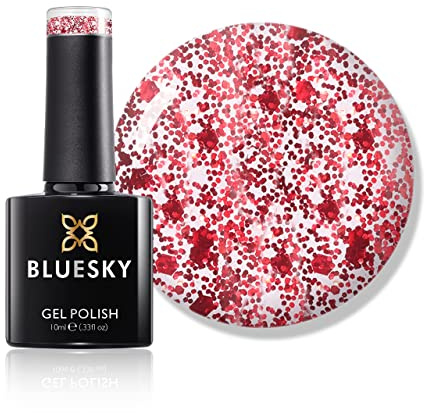 Bluesky Gel Nail Polish, Red Million S11N, Dark Red Glitter, Long Lasting, Chip Resistant, 10 ml (Requires Drying Under UV LED Lamp)