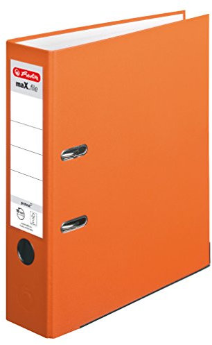 Herlitz 11416286 Ordner maX.file protect A4, 8 cm mit Einsteckrückenschild, 5er-Packung, FSC Mix, orange