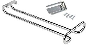 Emuca 8929511 Support porte-verres à pied suspendu sous armoire/étagère, 28cm long en acier chromé 1 Chromé