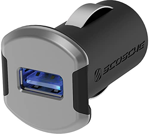 Scosche USBC121M ReVolt Universal Cigarette Lighter Single Device Compact One Port USB Car Charger, Fast Charge One Device Quickly, Black/Space Gray