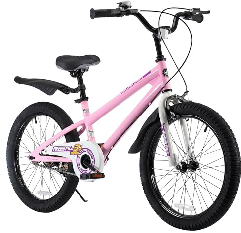 RoyalBaby Freestyle Kids Bike 20 Inch Wheel Bicycle Teens BMX with Dual Hand Brakes Kickstand Boys Girls Ages 6-10 Years, Pink