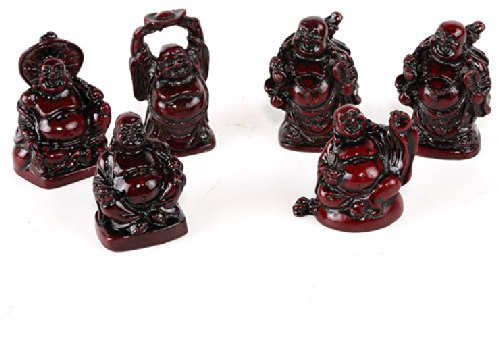 lachineuse 6 figurer skrattande Buddha, figurin rouge, 5 cm