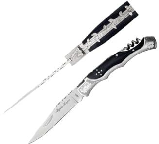 4174 'Laguiole France BAROCK' fickkniv kniv för hand tillverkad med blått trä. Skickas inom USA