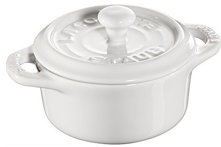 STAUB Ceramics Dutch Oven 3-piece Mini Round Cocotte, White