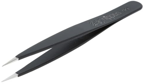 Nippes Solingen Pinzette 729, Zum Entfernen von kleinen Splittern, Rostfreier Federstahl, 9,5 cm, Schwarz (lackiert)