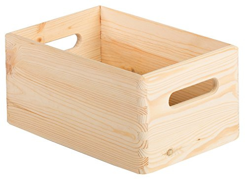 Caja de almacenaje de madera maciza de pino sin tapa 14x30x20cm