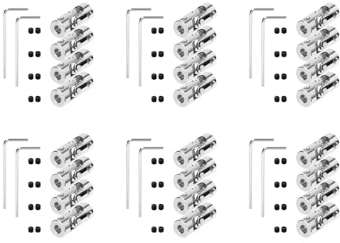 Tumintu 24 Paquets de Connecteur de Couplage de Cardan à Joint Universel en Acier de 4 mm à 4 Mm, Accessoire de D'Arbre de Moteur de Bricolage de Modèle Rotatif