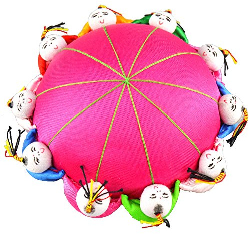 RIMOBUL Oriental Needle Pin Cushion with 10 Kids - Magenta