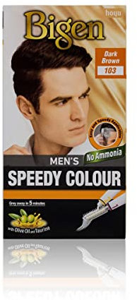 Bigen Men's Speedy Colour | Easy & Speedy Application | No Ammonia | with Applicator Comb - 103 Dark Brown