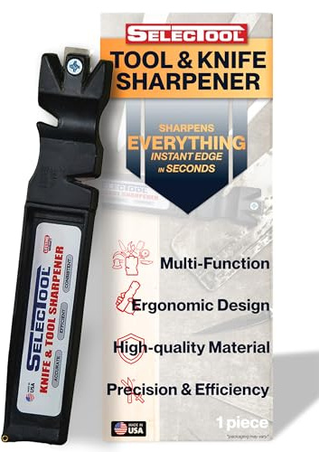 Selectool Tool and Knife Sharpener MultiTool Blade Sharpener for Kitchen Knives, Pocket Knife, Tools, Scissors, Axes & More, EDC Gadgets for Outdoor Hunting and Fishing, Effortless, Made in USA, 1 pc