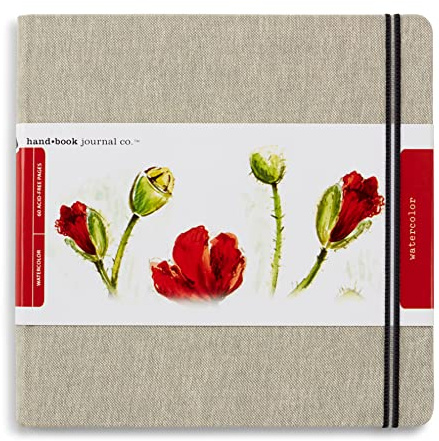 Speedball Linen Watercolour Journal 300gsm, Square, White, 8.25 x 8.25, For Painting, Drawing, Students, Artists, Journaling