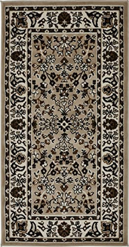 andiamo Teppich Oriental - Wohnzimmerteppich - orientalische Deko - Teppich Schlafzimmer pflegeleicht mit zeitlosem orientalischem Muster 60 x 110 cm Beige