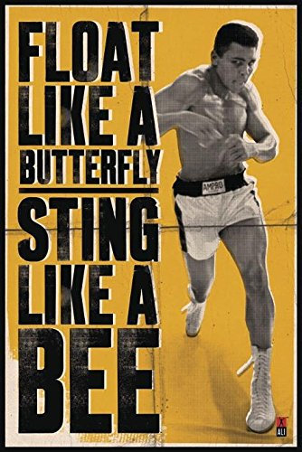 Close Up Muhammad Ali - Float Like A Butterfly, Sting Like a Bee Poster (61 cm x 91,5 cm) + 2 St. Schwarze Posterleisten mit Aufhängung
