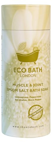 Eco Bath London Muscolare e articolare, sale da bagno in Epsom da 1 kg, sale da bagno muscolare realizzato con oli essenziali di neroli, geranio e camomilla, sali da bagno in magnesio e ammollo muscolare, ideale per l'uso dopo l'allenamento