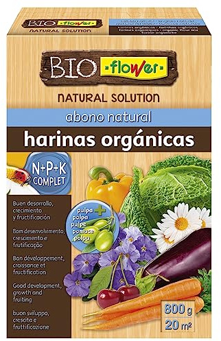 Flower - Harinas Orgánicas 800 gr | Abono Natural | Mejora Desarrollo, Crecimiento y Fructificación | Produce Más Pulpa, No aplica, 16x5.5x23.5 cm, Abono Sólido