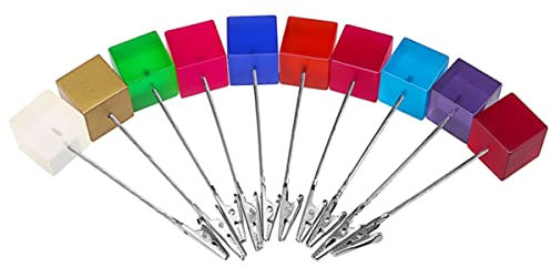 10er Set Kreative Fotohalter mit Notizfunktion - Bunte Würfelhalter + Krokodilklemme, 12cm Flexible Drahtständer für Büro & Küche (Zufällige Farben)