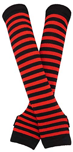 Manchettes-mitaines - Gants longs - style punk/gothique/rock, noir/rouge, taille unique