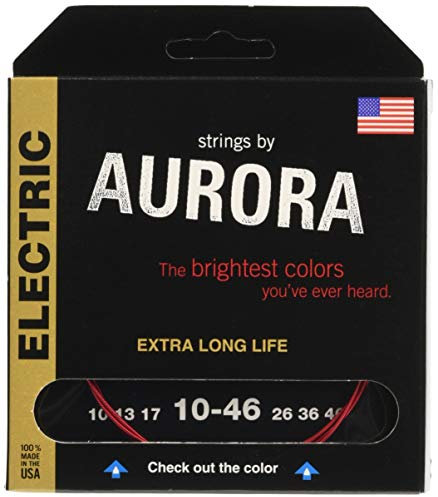 Aurora aurr10–46 Premium Farbige E-Gitarre Saiten, Rot, 10–46