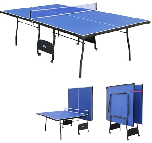 HLC 9FT Professional Full Size Folding Indoor Fitness Table Tennis Table Ping Pong Table Set with Net Blue