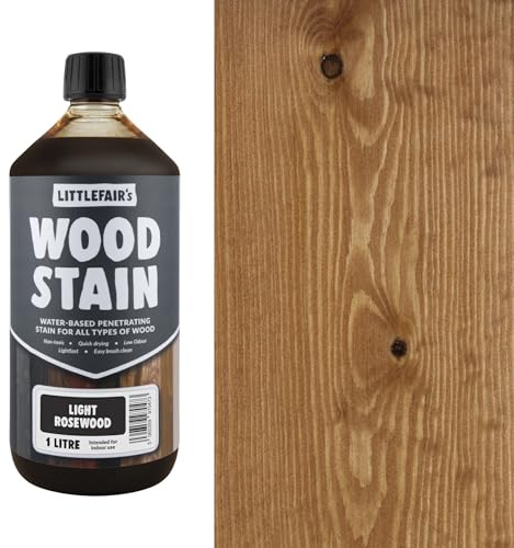 Littlefair's Wood Stain Water-Based - (Light Rosewood) – Non-Toxic, Eco-Friendly & Quick Drying - Easy-to-Apply, Concentrated Formula for All Wood Types – 1 LTR