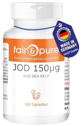Fair & Pure® - Jod 150mcg aus der Braunalge Kelp - vegan - ohne Magnesiumstearat - 180 Jod-Tabletten